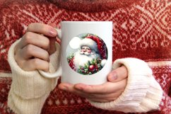 Santa Christmas Round Ornament Sublimation PNG Product Image 4
