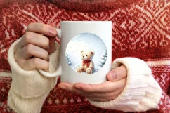 Round Melting Winter Scene Teddy Bear Ornament PNG Product Image 4
