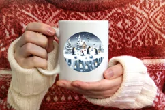 Winter Scene with Penguins Christmas Ornament PNG Product Image 3