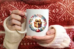 Colorful Winter Gift Round Ornament Sublimation PNG Product Image 3