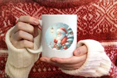 Winter Scene Round Ornament Sublimation PNG Product Image 3