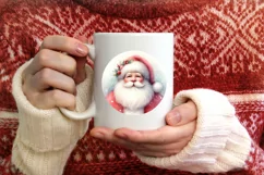 Santa Round Ornament Sublimation PNG Product Image 3