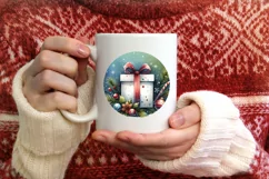 Christmass Gnome Watercolor Round Ornament Christmas Winter Product Image 4