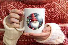 Christmas Gnome Round Ornament Sublimation PNG Product Image 1