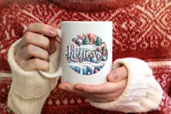 Santa Colorfull Winter Scene PNG Product Image 3