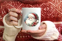 Santa Round Ornament Sublimation PNG Product Image 4