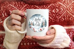 Winter Scene with Santa Round Sublimation PNG Product Image 1