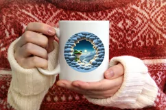 Frog in Snow Wall Round Ornament Sublimation PNG Product Image 4