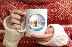 Winter Scene with Cow and Dog PNG Product Image 1