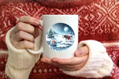 Winter Cowboy Round Ornament Sublimation PNG Product Image 3