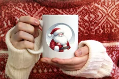 Santa Watercolor Ornament Sublimation PNG Product Image 3