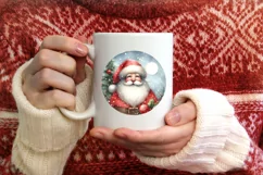 Santa Watercolor Ornament Sublimation PNG Product Image 3
