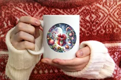 Christmas Gift Round Ornament Sublimation PNG Product Image 3