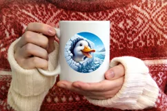 Duck in Icy Wall Round Ornament Sublimation PNG Product Image 4