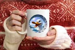Duck in Icy Wall Round Ornament Sublimation PNG Product Image 3