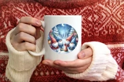 Winter Gnomes Round Ornament Sublimation PNG Product Image 3
