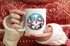 Winter Gnomes Round Ornament Sublimation PNG Product Image 3