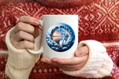 Melting Ice Wall Swan Smiling Round Ornament Christmas Product Image 4