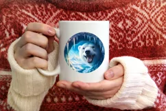 Polar Bear Smiling Round Ornament Sublimation PNG Product Image 4