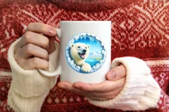 Polar Bear Smiling Round Ornament Sublimation PNG Product Image 4