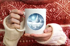 Happy New Year Round Christmas Ornament Sublimation PNG Product Image 1