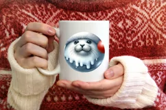 Melting Winter Scene Seal Round Ornament Sublimation PNG Product Image 3