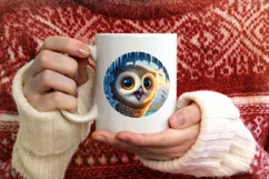Owl Smiling Round Ornament Sublimation PNG Product Image 3