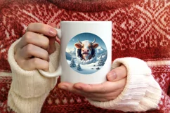 Cow Smiling Round Ornament Sublimation PNG Product Image 3