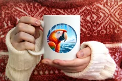 Parrot Smiling Round Ornament Sublimation PNG Product Image 4