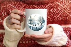 Penguins Winter Round Ornament Sublimation PNG Product Image 4