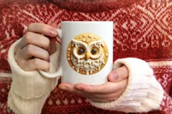 Owl Round Ornament Sublimation PNG Product Image 4