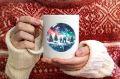 Round Christmas Ornament with Polar Bear PNG Product Image 1