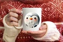 Penguin Round Ornament Sublimation PNG Product Image 4