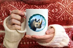 Rhino Smiling Round Ornament Sublimation PNG Product Image 3
