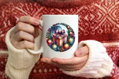 Colorful Watercolor Christmas Gift Round Sticker Product Image 3