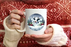 Round Christmas Ornament with Cow PNG Product Image 4