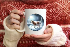 Round Christmas Ornament with Cow PNG Product Image 1