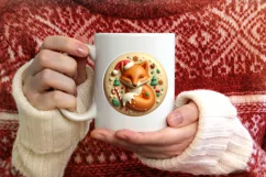 Christmas Fox Round Ornament Sublimation PNG Product Image 3