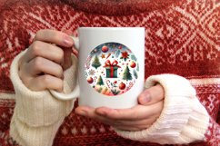 Colorful Gift Christmas Round Ornament Sublimation PNG Product Image 3