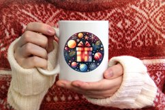 Colorful Gift Christmas Round Ornament Sublimation PNG Product Image 4
