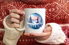 Round Christmas Ornament with Gnome PNG Product Image 1