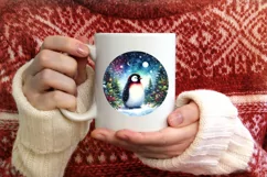 Watercolor Christmas Penguin Ornament Sublimation PNG Product Image 1