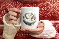 Round 3D Martzipan Winter Scene Ornament Sublimation PNG Product Image 3