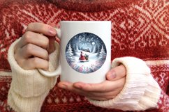 Winter Scene with Large Text Christmas Round Ornament Product Image 1