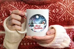 Winter Scene Merry Christmas Ornament Sublimation PNG Product Image 1