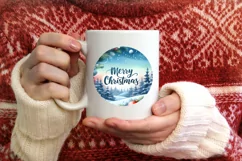 Winter Scene Merry Christmas Ornament Sublimation PNG Product Image 1