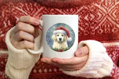 Christmas Dog Round Ornament Sublimation PNG Product Image 1
