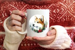 Christmas Dog Round Ornament Sublimation PNG Product Image 1