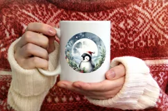 Penguin Round Ornament Sublimation PNG Product Image 3