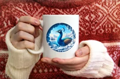 Peacock Smiling Round Ornament Sublimation PNG Product Image 4
